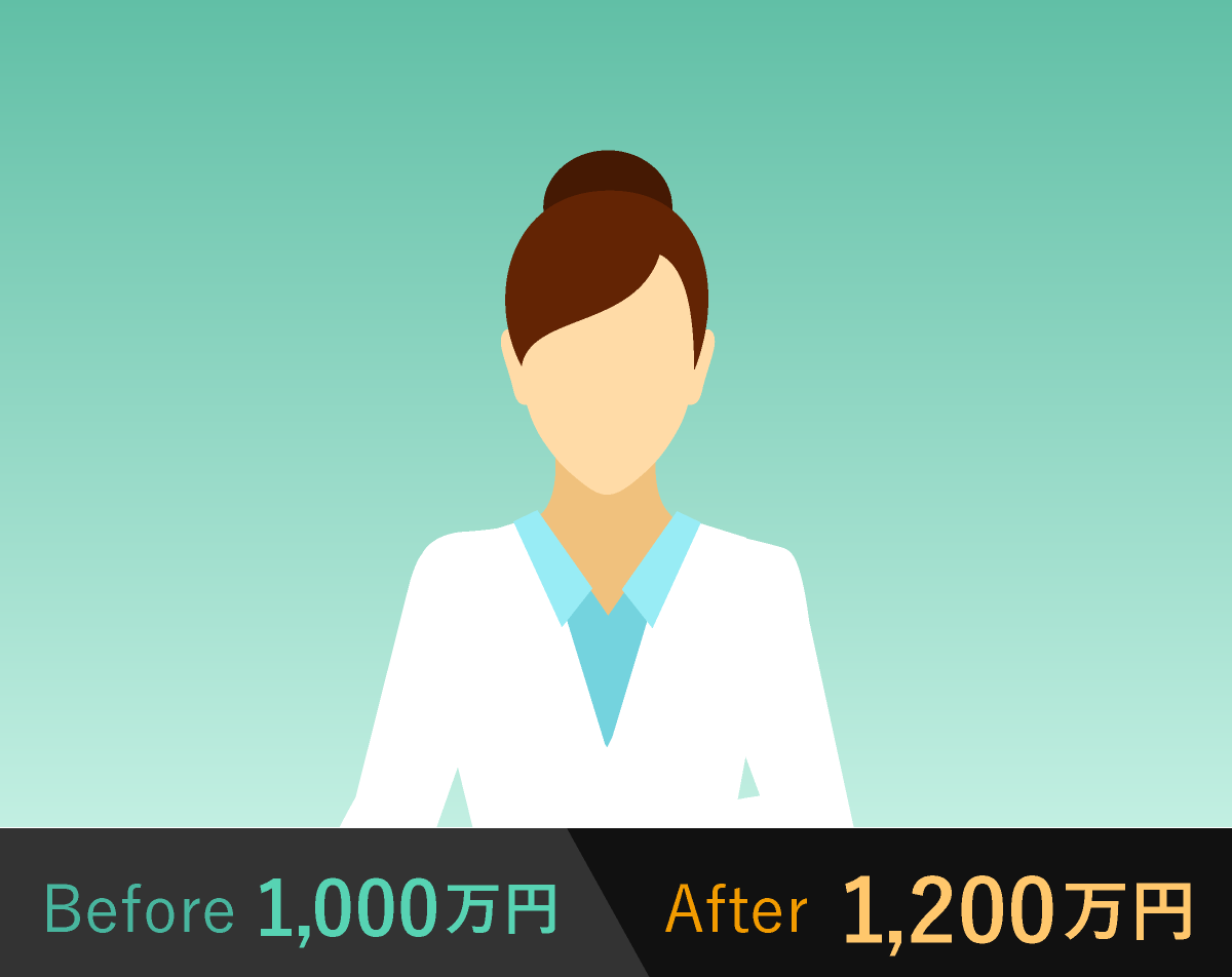 転職-Before:1,000万円／After:1,200万円