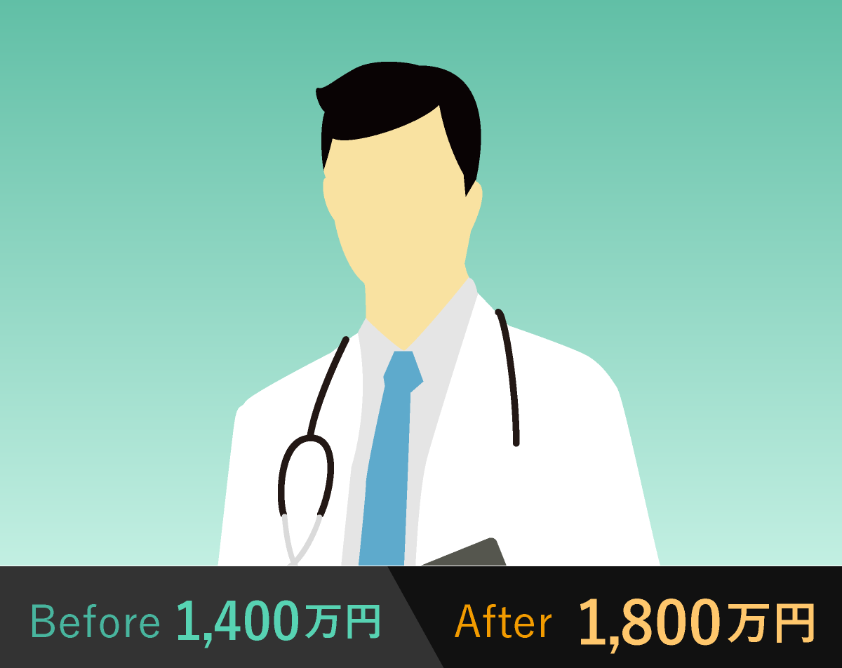 転職-Befire：1,400万円／After：1,800万円