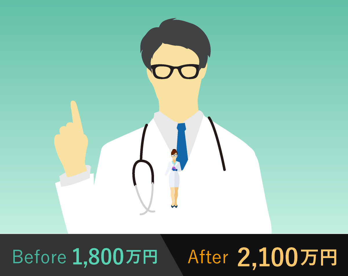 転職-Before：1,800万円／After：2,100万円